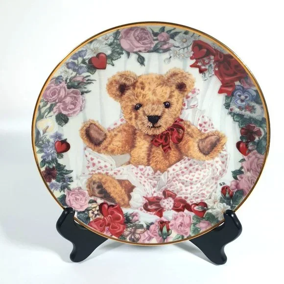 A Valentine For Teddy Sarah Bengry Vintage Plate Collectable Franklin Mint - Picture 1 of 3